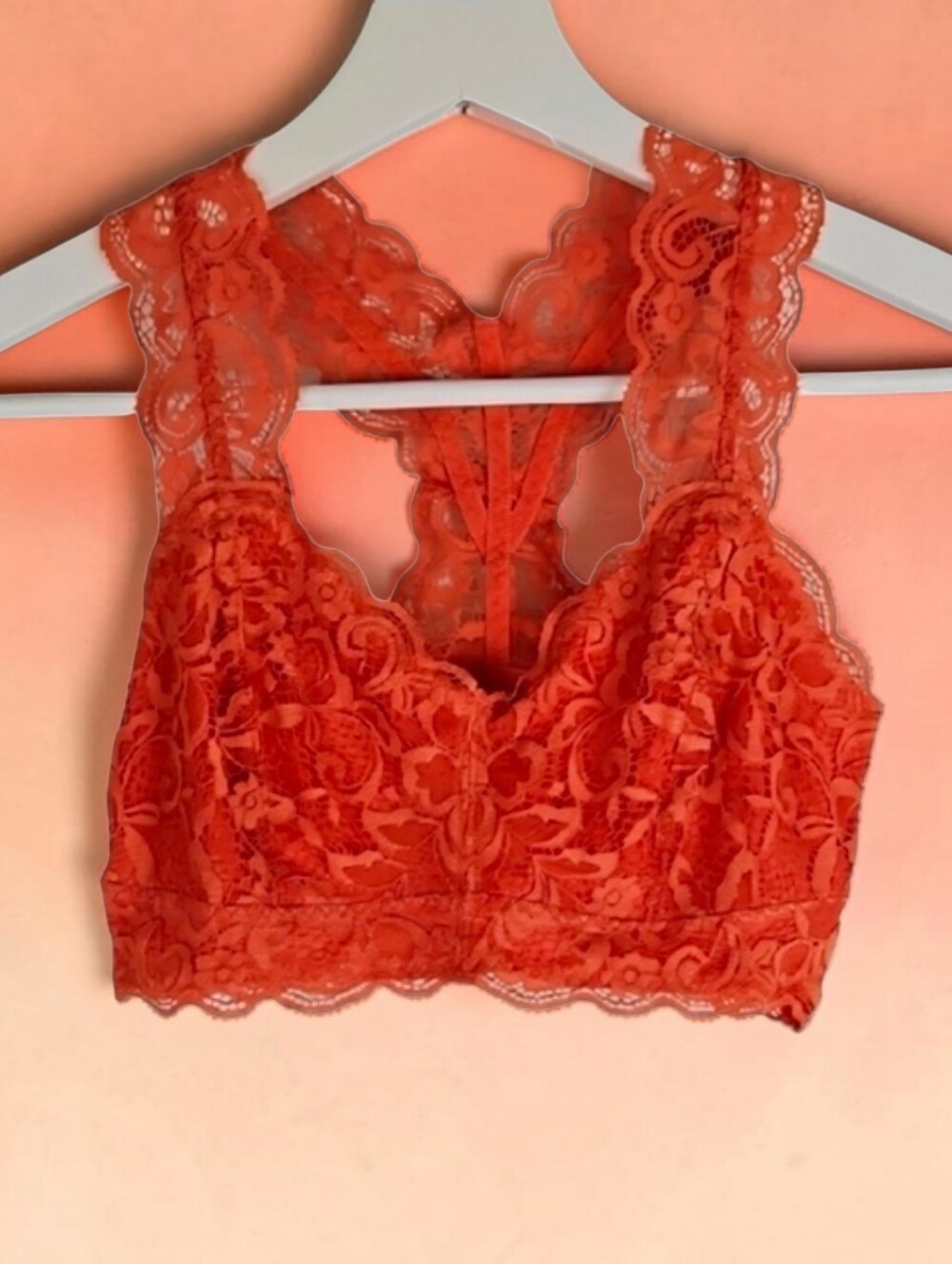 Serra Sunset Orange Lace Bralette Wireless Bra Lingerie Loungewear Boho Sexy XXS